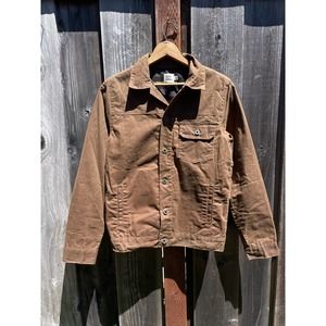 Flint and Tinder Waxed Trucker Jacket Brown Sz S Flannel Lined